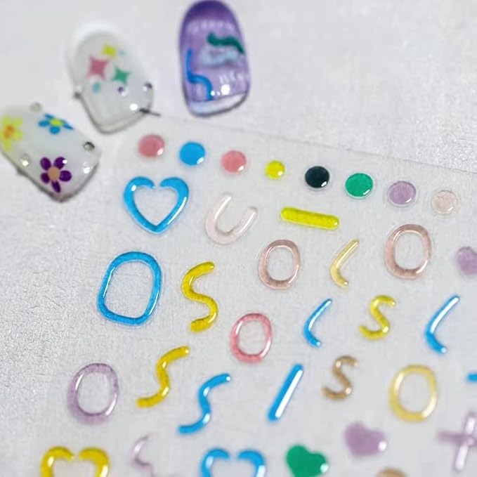 Dedyel Colorful Jelly Nail Stickers Flowers Cute Lines Peach Design Self Adhesive Nail Stickers for Women Girls Kids Nail Art Decoration