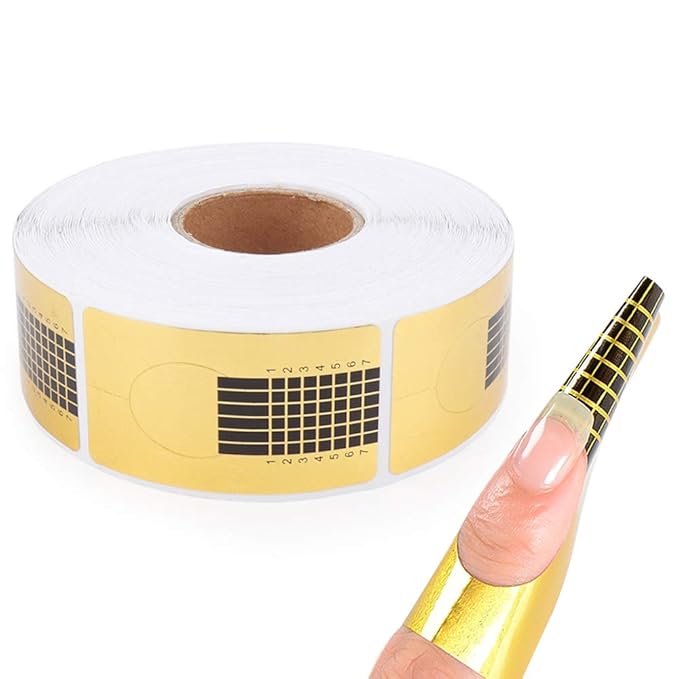 Yokilly Nail Forms for Acrylic Nails, 500PCS Poly Gel Nail Forms for Builder Gel Tips Guide for Salon Former Stickers with Numbers Marked for DIY Art