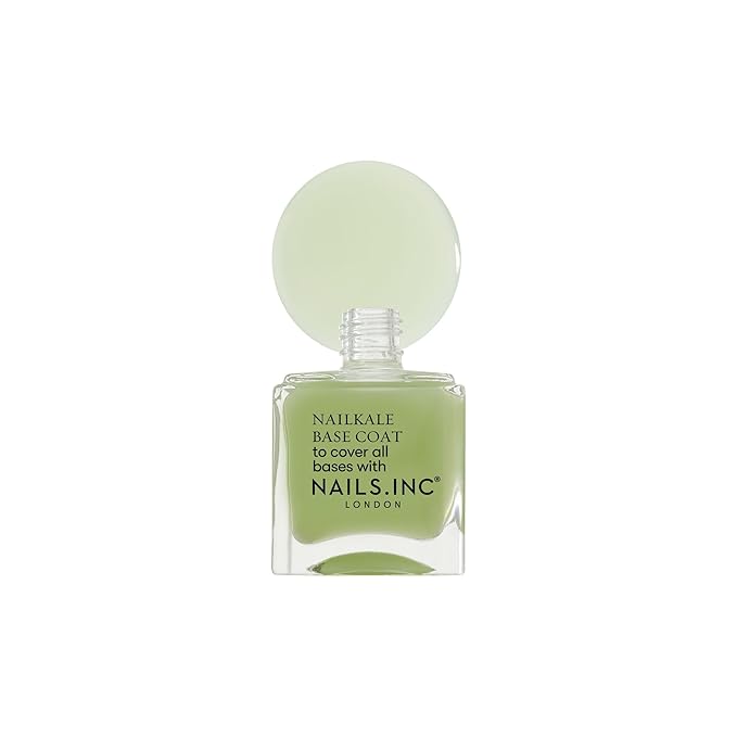Nails Inc Plant Power, NailKale, Kale Extract, Base Coat, Glossy, No Chip, Long Lasting, Quick Dry, Air Dry, Professional Manicures & Pedicures, Fingernails & Toenails, Vegan Nail Polish, 0.47 Fl Oz
