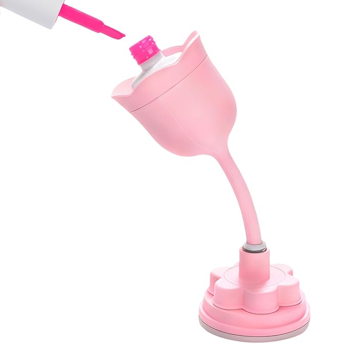 SAVILAND Essentials Nail Polish Holder: 360° Rotatable Design Nail Polish Bottle Holder Strong Adsorption Silicone Polish Holder Petal-Shaped Design Tilted Nail Art Tool Fits Most Bottles Home DIY
