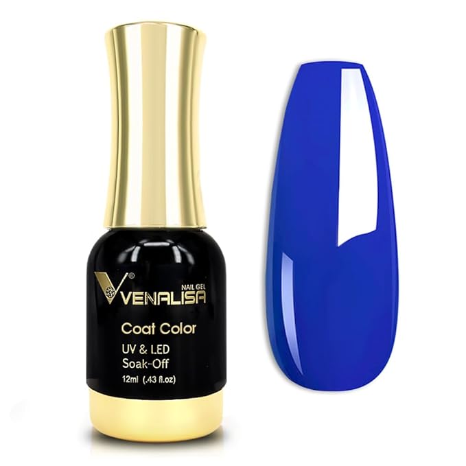 VENALISA Blue Gel Nail Polish, 12ml Royal Blue Gel Polish Dark Navy Blue Color Soak Off UV LED Nail Gel Polish Nail Art Starter Manicure Salon DIY at Home, 0.43 OZ