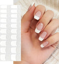 Semi Cured Gel Nail Strips White French Tip Gel Nail Wraps Gift for Women UV Light Required Nail Art Stickers Pegatinas Uñas Nail Decals Nails Sticker