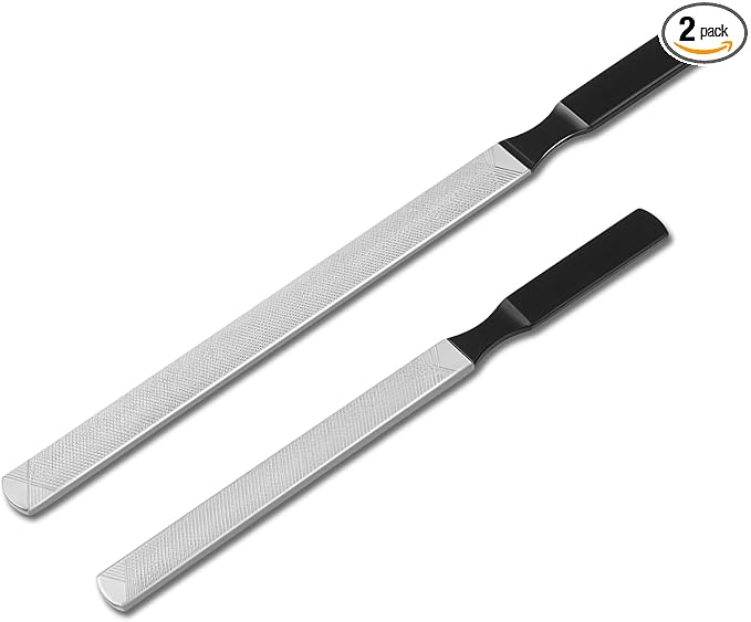 JIEYAO 2 Pcs Toe Nail Files for Thick Nails, Stainless Steel Nail Files for Women, 4 Sides Dog Nail File Board Professional Nail Dresser Manicure Pedicure Tool for Men Seniors & Dogs