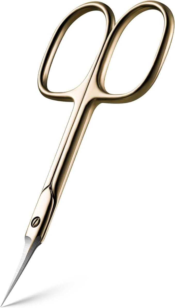 BEZOX Curved Cuticle Scissors - Precision Manicure Scissor Nail Cuticle Trimmer, Professional Stainless Steel Nail Scissors for Cuticle Care, Cuticle Cutter Small Scissors for Women - Golden