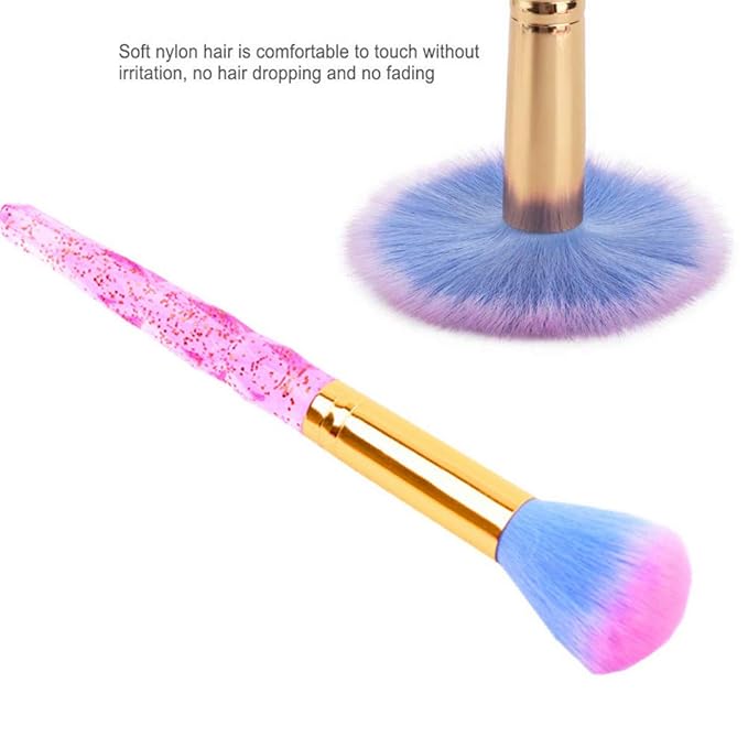 Nail Art Dust Remover Soft Nail Brush Cleaner for Acrylic Nails, Makeup Powder Brushes (Pink)