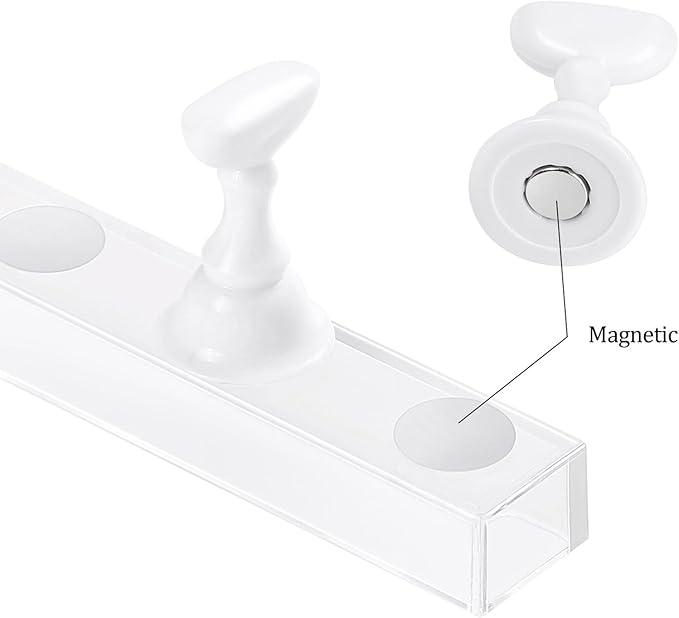Etercycle Acrylic Nail Display Stand DIY Nail Crystal Holder Magnetic Practice Stands with Reusable Adhesive Putty Clay for False Nail Tip Manicure Tool (2 White)