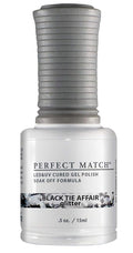 LeChat - Perfect Match Gel Polish - Black Tie Affair - Silver Hexes and Black Glitter on Clear Polish - (0.5 Ounce) - Easy Application - Soak Off Formula