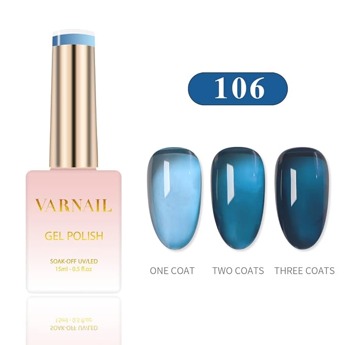 VARNAIL Cyberpunk Jelly Gel Nail Polish Kit 6 Colors 15 ml, Translucent Gel Polish, Salon Quality Soak off UV Light Gel Nail Polish Set