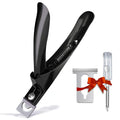 Black Premium Adjustable Stainless Steel Artificial Acrylic Fake False Nail Tip Clipper Cutter Trimmer Manicure Pedicure Sharp Blade Clip Tool For Salon Home Nail Art Beauty Design DIY