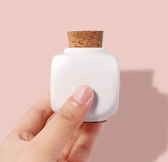 Porcelain Material Nail Art Acrylic Glass Dappen Dish Powder Liquid Bowl Holder Container With Soft Wooden Lid Nail Art Accessories (white)