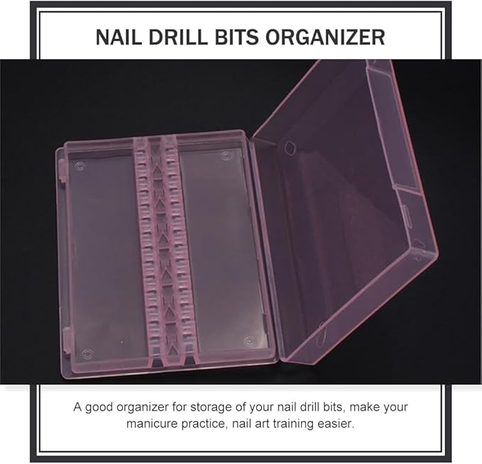 minkissy Nail Drill Bit Storage Box 14 Holes Organizer Case for 3/32 Inch Bits Manicure Grinding Head Storage Compact and Portable Nail Tool Holder for Salon and Home Use