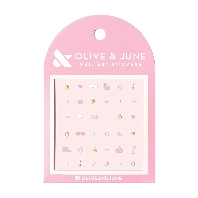 Olive & June Nail Art Stickers | Easy-to-Use Nail Designs | Nail Art Made Easy | Hand-Screened, No-Fade Ink | Accent, Mix & Match, or Cover Chipped Polish | for The Bridal Party