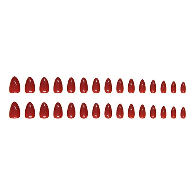 Red Press on Nails Short Almond Fake Nails Press ons Acrylic False Nails Acrylic Glue on Nails Artificial Stick on Nails for Women Christmas Halloween Valentines Nails Decorations 24 Pcs
