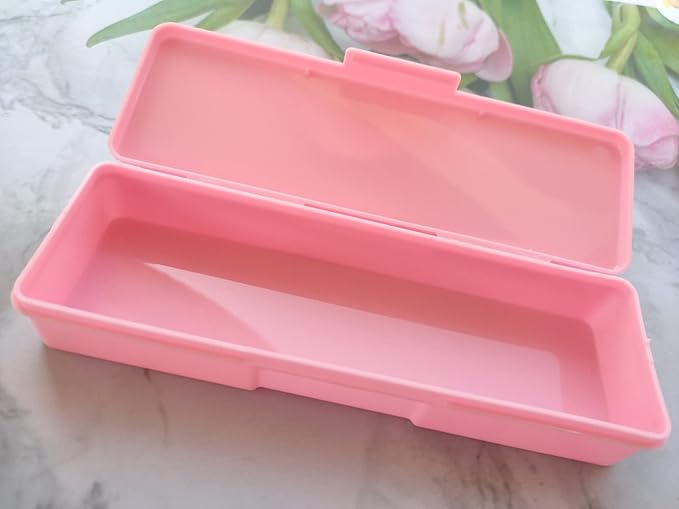 4 Pack Professional Clear Manicure Nails Pedicure Tool Box, Personal Nail Box Storage Case for Organizing, Plastic Pencil Case Container Organizer (Clear Yellow Pink Blue)