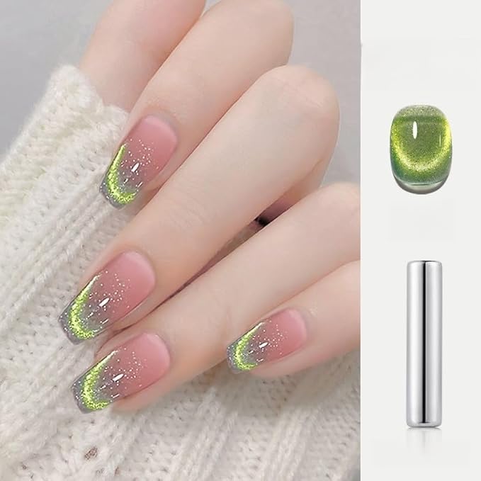 Cat Eye Gel Nail Polish Set with Magnetic Powder, 4 x 15ml Bottles, UV/LED Cured, Long-Lasting 4 Weeks, Stunning Magnetic Effects, DIY Manicure Kit, 06