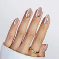 Press On Nails - Glow | Champagne Cat Eye 3D Gold Design, UV Finish Almond Nails, Salon Quality | 32 Nails, 16 Sizes Kit with Glue and Adhesive Tabs I Female Founded - Beauty, Self Care