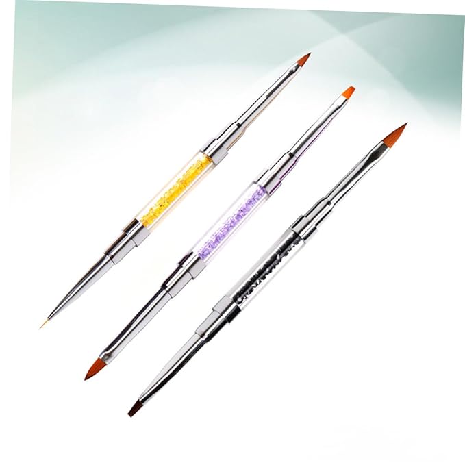 Nail Art Pen Set 3pcs Portable Nail Art Brush Long Handle Manicure Brush for Home Professional Use
