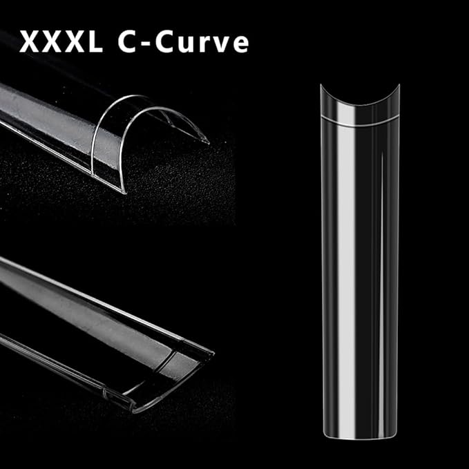 240pcs Extra Long Clear Half Cover False Nails Tips,3XL 12 Sizes C Curve French Acrylic False Nail Tips with Box for Nail Salon and Home DIY