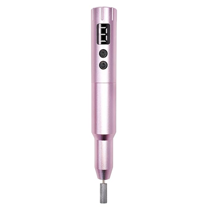 Nail Drill Kit Electric Rechargeable Set Cordless Nail Art Grinding Machine Compact Professional Nail File for Gel Manicure Pedicure Polishing Tool Household,Nail Removal Machine (Metallic Pink)