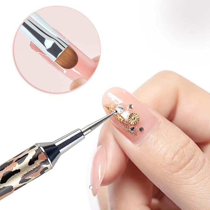 VONYA Kolinsky Acrylic French Tip Gel Nail Art Brush with Dotting Tool,For Professional Manicure Cuticle Clean up Nail Art Design. (Size16)