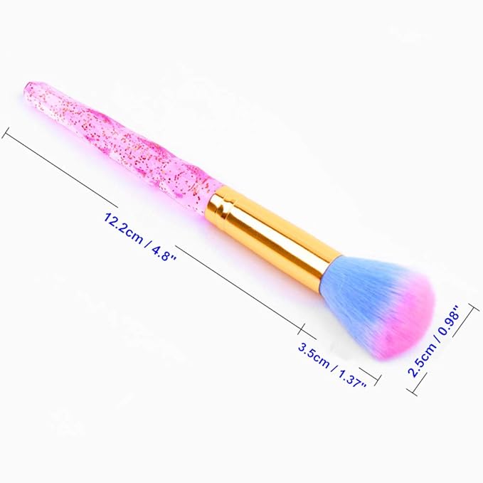 Nail Art Dust Remover Soft Nail Brush Cleaner for Acrylic Nails, Makeup Powder Brushes (Pink)