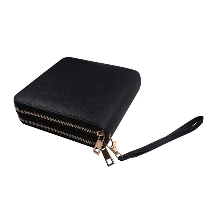Finger Angel Nail Art Stamping Plate Organzier Double Zipper Cases 192 Slots Nail Stencil Holder Black Color Nail Template Collection