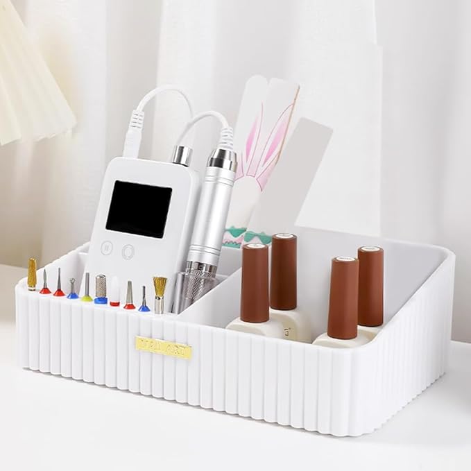 OLizee® Acrylic Nail Drill Bits Holder with 10 Holes Nail Drill Machine Holder Nails Manicure Tools Box Nail Drill Bit Organizer for Home and Nail Salon Use