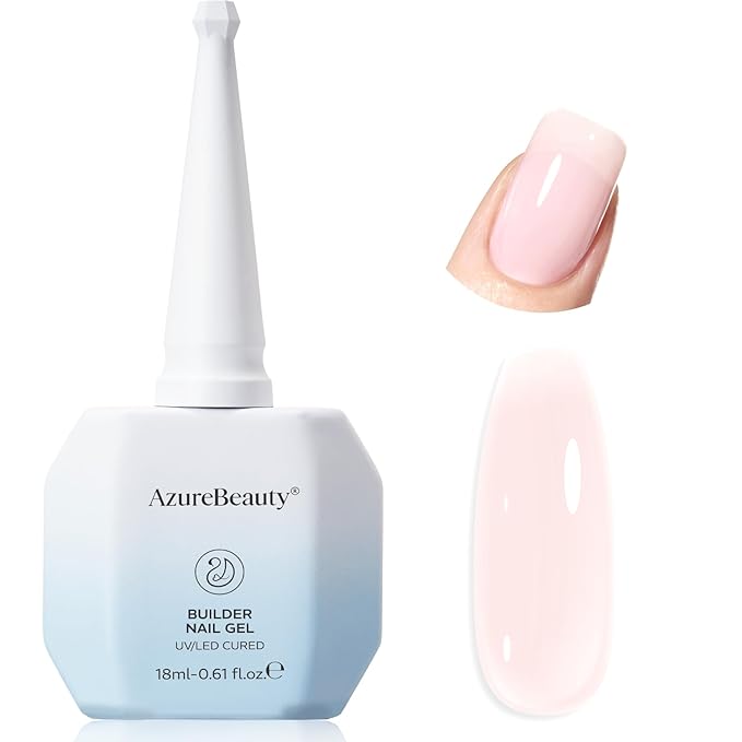 AZUREBEAUTY Builder Nail Gel, 18ml 7-in-1 Nude Pink, Beginner Friendly, 30-Day Nail Strengthener Extension Glue, For Home Salon DIY & Gifts