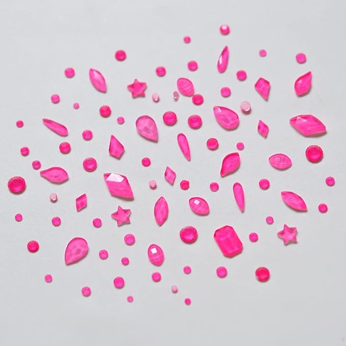 820pcs Mix Shape Neon 3D Nail Gem Luminous Party Charms Flatback Stone Iridescent Rhinestone Decoration DIY Accessory for Nail Designer Tech Bulk Pack