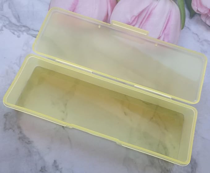 4 Pack Professional Clear Manicure Nails Pedicure Tool Box, Personal Nail Box Storage Case for Organizing, Plastic Pencil Case Container Organizer (Clear Yellow Pink Blue)