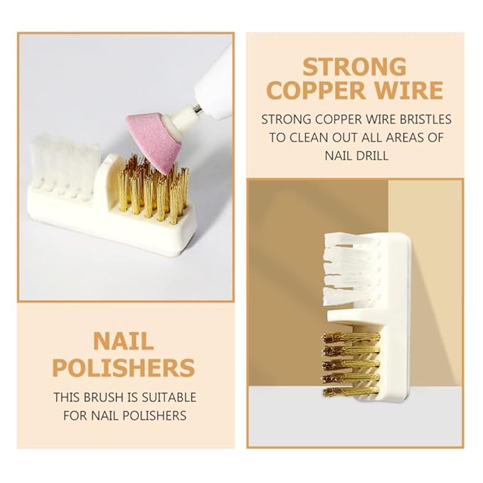 minkissy Cleaning Brushes for Drill 4pcs Drill Brush Copper Wire Bristles Nail Cleaner Tool for Nail Salon Home Use