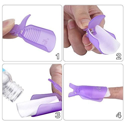 HiMo 10PC Plastic Acrylic Nail Art Soak Off Cap Clip UV Gel Polish Remover Wrap Tool (Black)