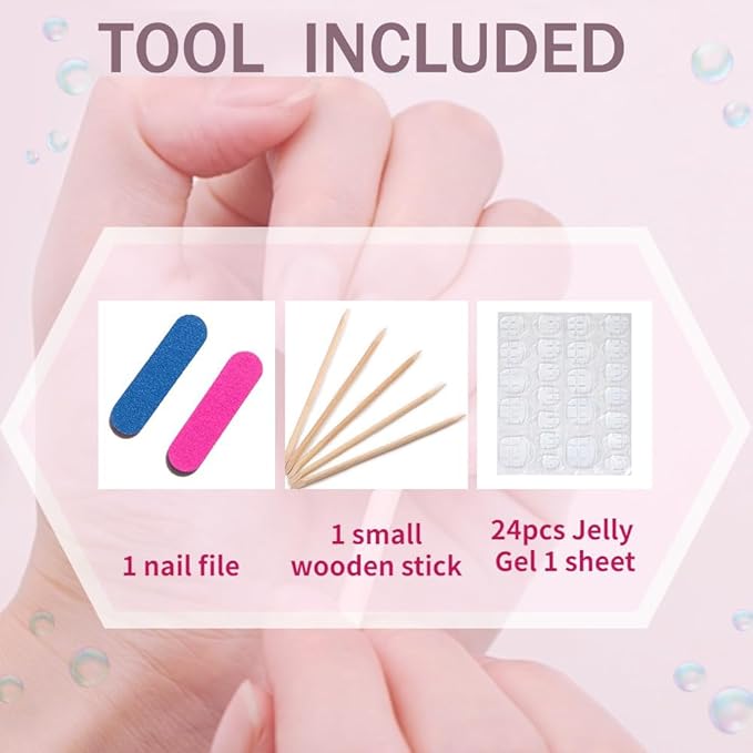 Press On Nails - Luxury Medium Length Almond 3D False Nails Women Reusable ABS Material Finger Printed Nail Tip French Salon Design Artificial Fingernail-Small Size
