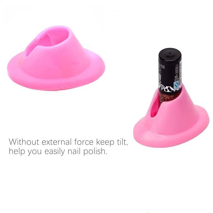 Soft Rubber Nail Polish Bottle Holder, 4PCS Nail Polish Ring Holder, Stand Manicure Display Tools for Nail Art Design Painting Salon DIY(White Pink)