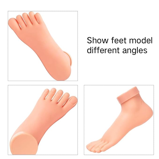 AORAEM Practice Fake Foot Flexible Movable Soft Silicone Fake Foot Tool for Nails Training Display Pink