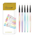 5Pcs Iridescent Handle Nail Liner Brush Set - Professional Ultra-Fine Striping Brushes for Intricate Nail Art, Multi-Color Gel Polish Liner Brushes for Salon & DIY Manicure Detailing