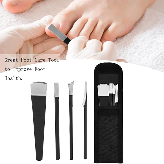 Watris Veiyi 4PCS Pedicure Knife Set, Ingrown Toenail Removal Kit, Pedicure Callus Shaver Tools, Professional Foot Scraper, Steel Foot Care for Dead Skin Corn Foot Remover Foot File Rasp (6.3in)