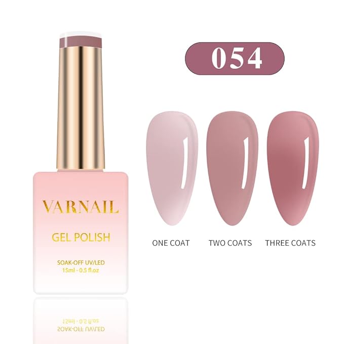 VARNAIL Jelly Gel Nail Polish Kit 6 Colors, Translucent Amber Sheer Series Gel Polish, Soak off U V Light Gel Nail Polish 15 ml/Bottle, Nail Art Manicure DIY Home Salon for Women Girls (Tea Time)
