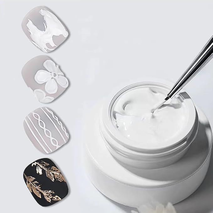 Solid 3d Nail Sculpting Gel For Nail Art, 3d Nail Art Gel Multifunctional 3d Molding For Nails Salon Home DIY (White)