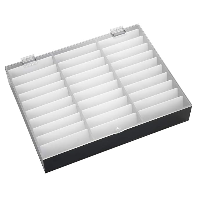 Rosvola Nail Art Display, Nail Storage Organizer Box, Empty Nail Tips Storage Box with cover Fake Nail Display Case for Nail Salon Home Use (Black)