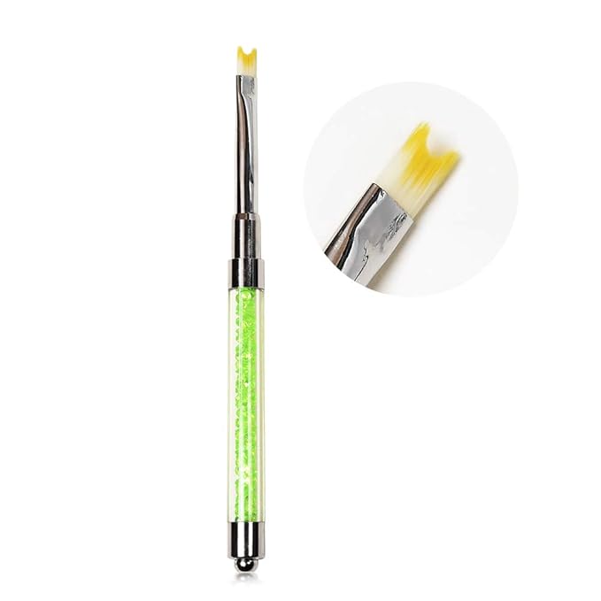 KADS Acrylic Brush Nail Art Brush Rhinestone Powder Brush Acrylic Clear Handle Nail Art Design Paint Pen Manicure Tool for Nails Sculpting (Green)