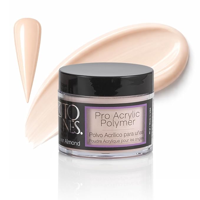 Tones Pro Acrylic Nail Powder, Cover Almond (Soft Nude Beige), (1.5 Fl Oz) - Long-Lasting & Non-Yellowing Polymer for Salon Quality Nail Extensions & 3D Art