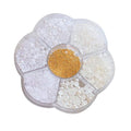 Nail Art Flatback Pearls Charms - White Half Round Crafts Beads With Gold Caviar Ball - Luxurious Design Jewelry Accessories