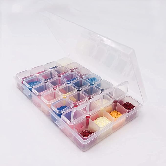 Rhinestone Organizer Box, 3D Acrylic Nail Charms Storage Box,Transparent Plastic Nail Gems Caviar Beads Pearls Nail Art Accessories Display Holder eye jewelry Collecting Container 28 Slots