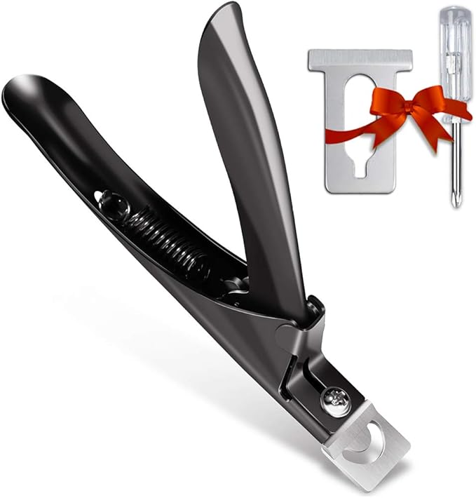 Nail Tip Clipper Edge Cutter Adjustable Stainless Steel False Artificial Acrylic Fake Trimmer Manicure Pedicure Sharp Rustproof Blade Clip Tool for Salon Home Art,Beauty Design DIY Use Black