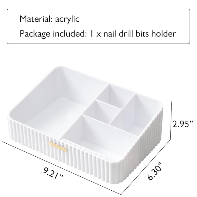 OLizee® Acrylic Nail Drill Bits Holder with 10 Holes Nail Drill Machine Holder Nails Manicure Tools Box Nail Drill Bit Organizer for Home and Nail Salon Use