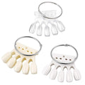 3 Sets Plastic Nail Swatches Crown Shape Fake Tips Nail Polish Display Board Practice Tool with Metal Ring Holder(Clear, White, Beige)