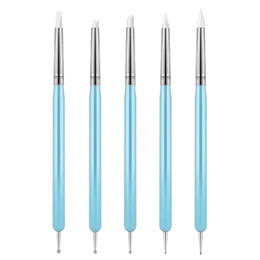 Pattern Tracing Stylus, Dual-Head Silicone & Steel Silicone Clay Sculpting Tools for Drawing, Pottery, Nail Art, and DIY Handicraft, Wood Glue, Shaper Art Tools. 5Pcs Light Blue