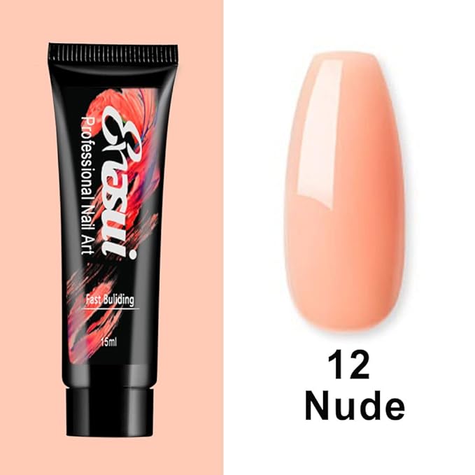 15ml Chameleon Poly UV Gel Temperature Color-Changing Black Nail Builder Gel Nail Enhancement Trial Kit LED Lamp Slip Solution Glitter Poly Builder Gel Nail 8PCS/Kit (Nude Pink)