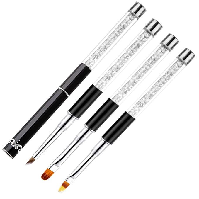 DANNEASY 3Pcs Acrylic Nail Art Brush Set Ombre Brush For Gel Nails UV Gel Polish Gradient Color Tips Manicure Polish Drawing Pen Tools